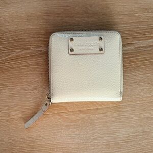 Kate Spade Leather Zip Around Wallet Compact Black Polka Dot Lining